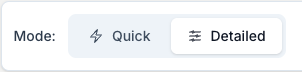 Switch between Quick mode for fast quotes and Detailed mode for full control, at the top of the page.
