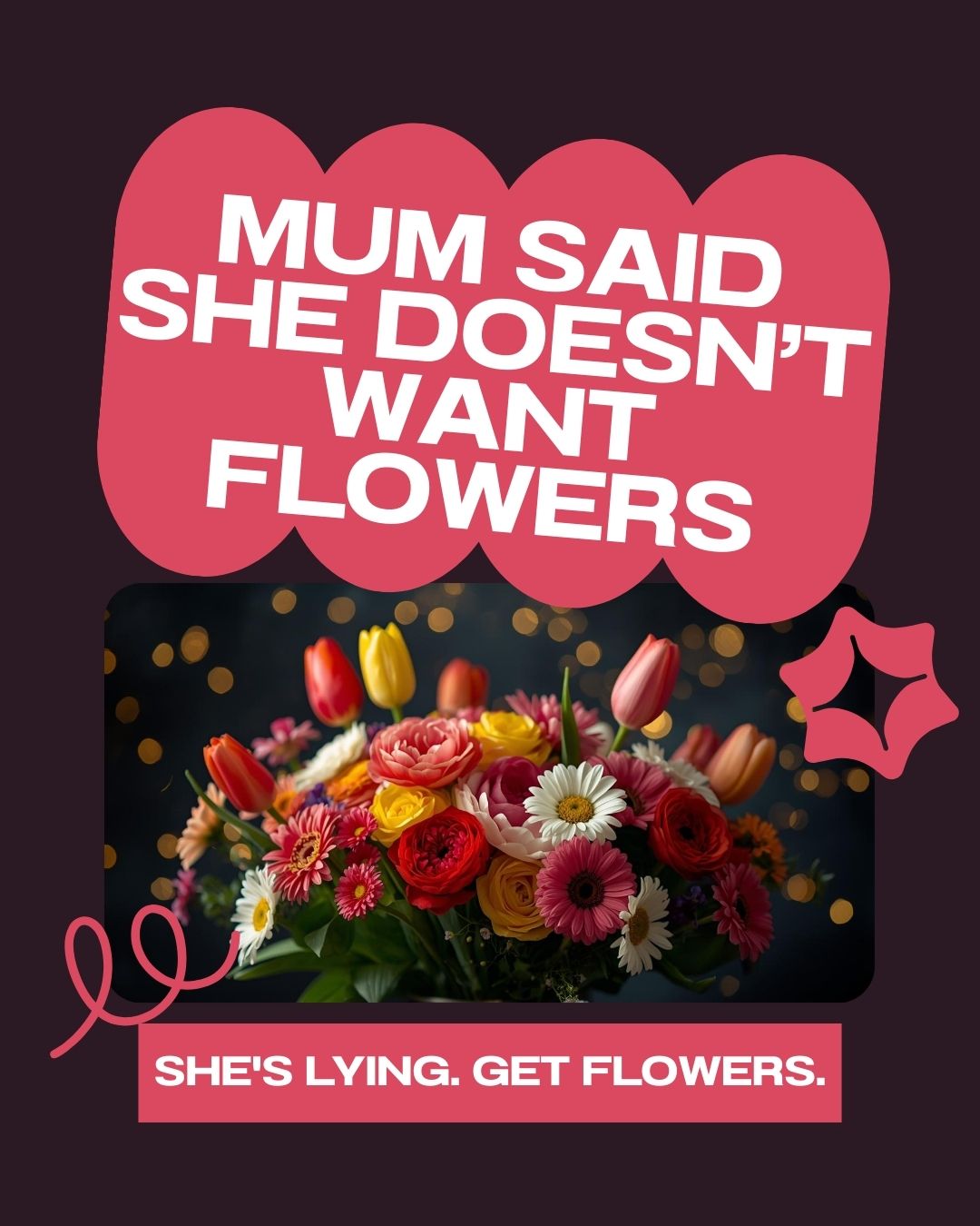 Mother's Day florist social media template with caption