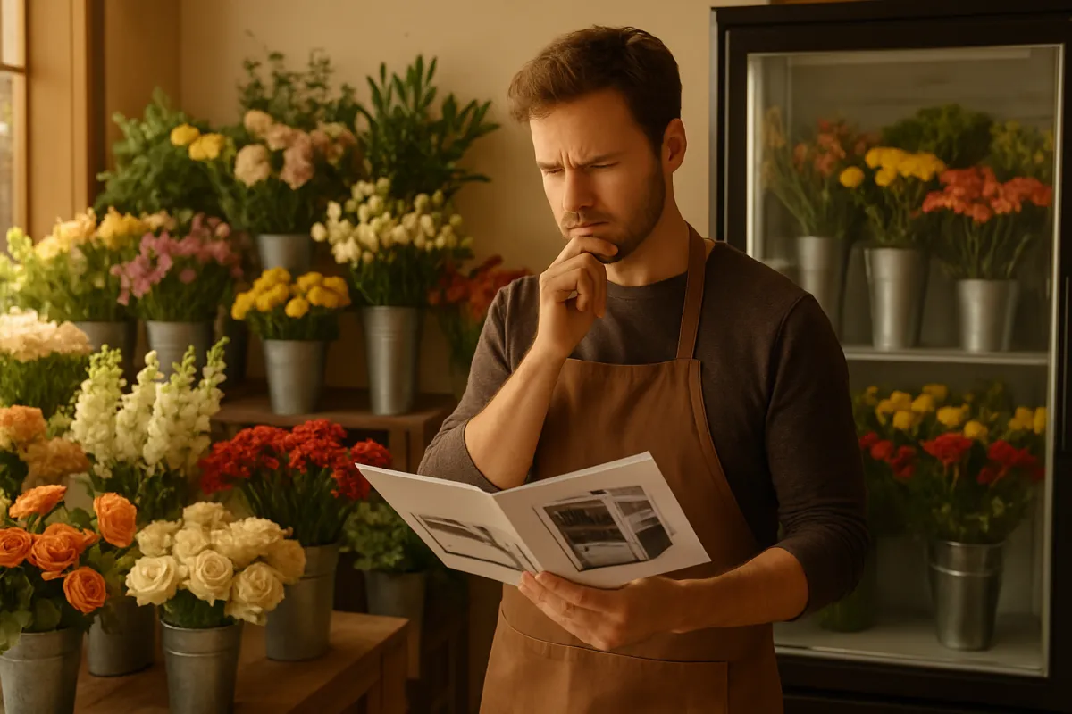Florist considering new equipment options in their flower shop
